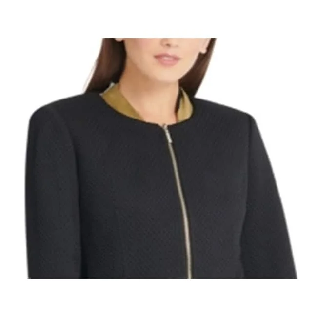 Free And Casual Dkny Women's Zippered Textured Jacket Black Size 0