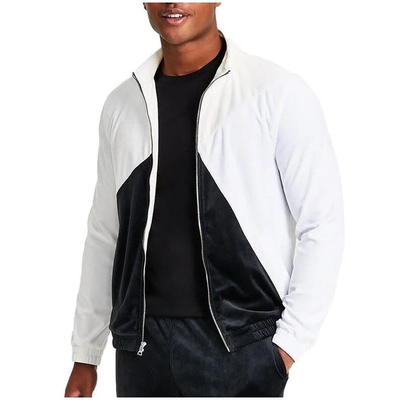 All-Day Comfort Inc International Concepts Men's Velour Colorblock Track Jacket White Size X-Small
