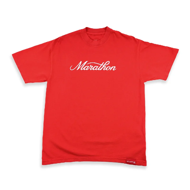 American Style Marathon Classic Script T-Shirt - Red/White