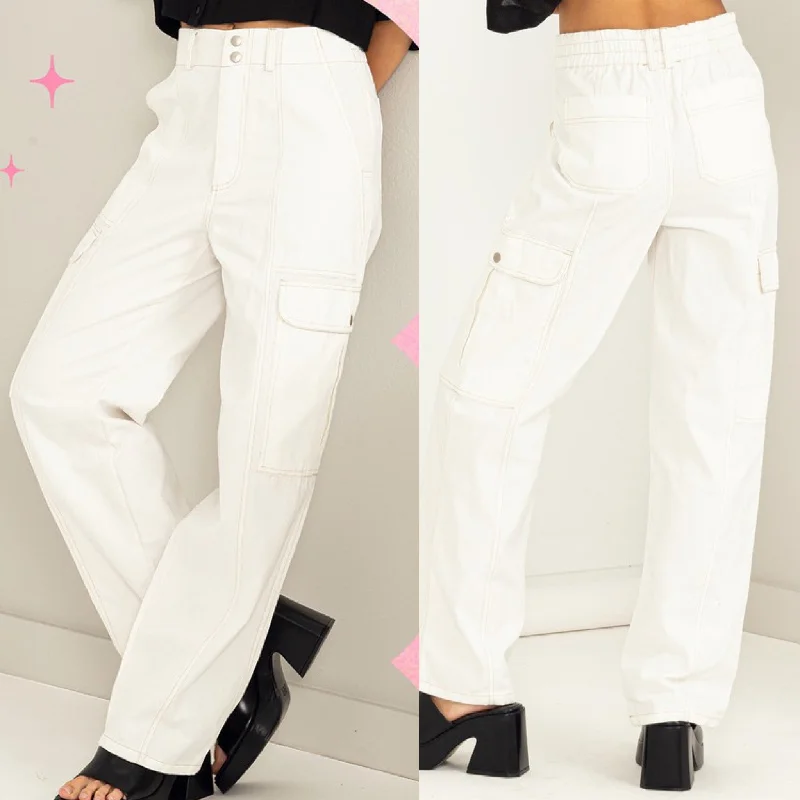 Cozy Outerwear Style High Waisted Cargo Pants