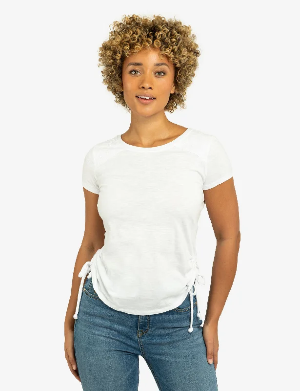 Sports outdoor style LACE SHOULDER SIDE TIE TOP