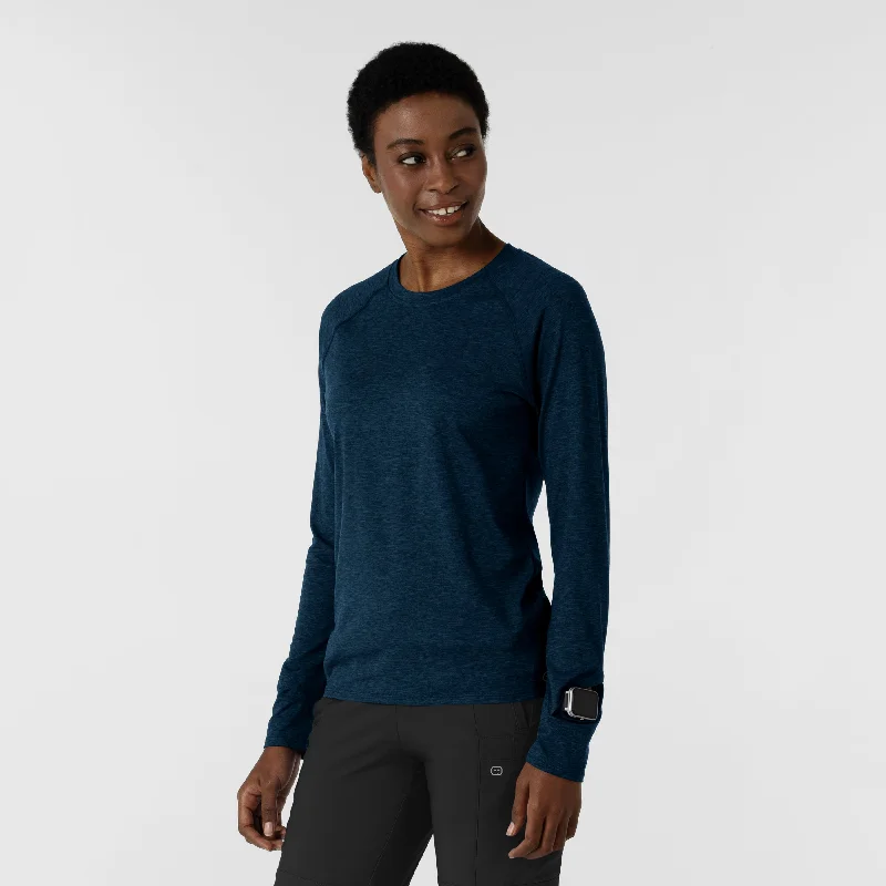 Comfortable Mind Women's Watch Window Long Sleeve Underscrub Top - Royal Heather