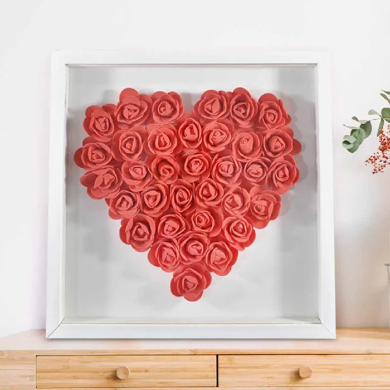 Unique Prints Red Heart-Shaped Flower Shadow Box
