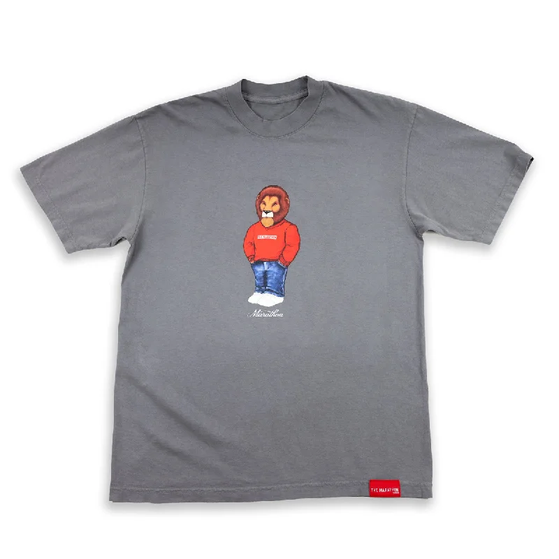 Cool Style Leo The Marathon Lion (Marathon Crewneck) T-Shirt - Slate Grey