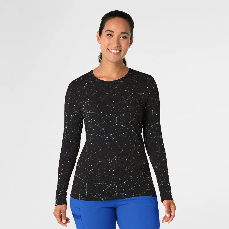Printed Patterns Women's All-over Print Silky Tee - Astro Map Black