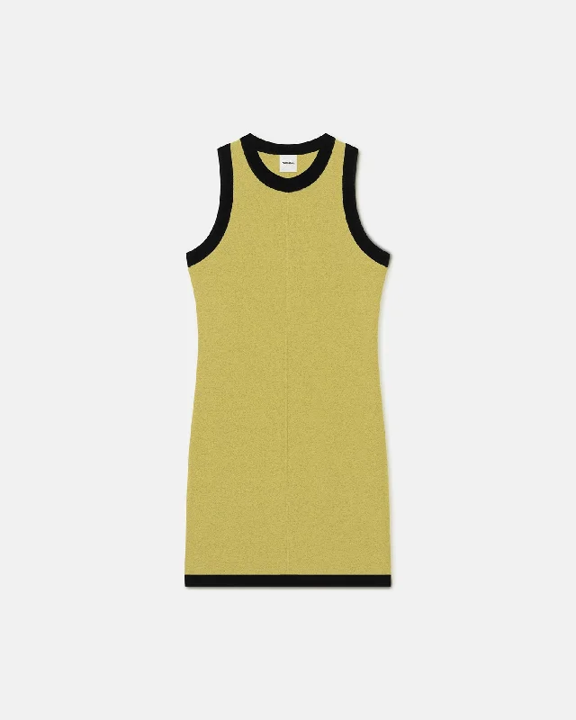 Refreshing Design Lorett - Mesh Jersey and Merino Wool Mini Dress - Pistachio/Black