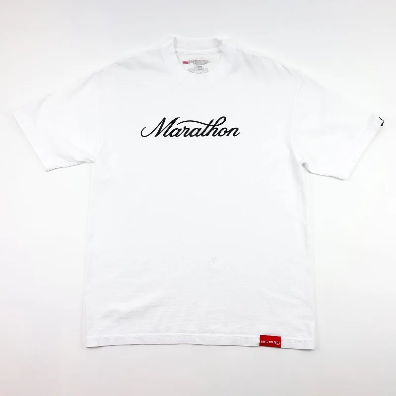 Lace Design Marathon Classic Script T-Shirt - White/Black
