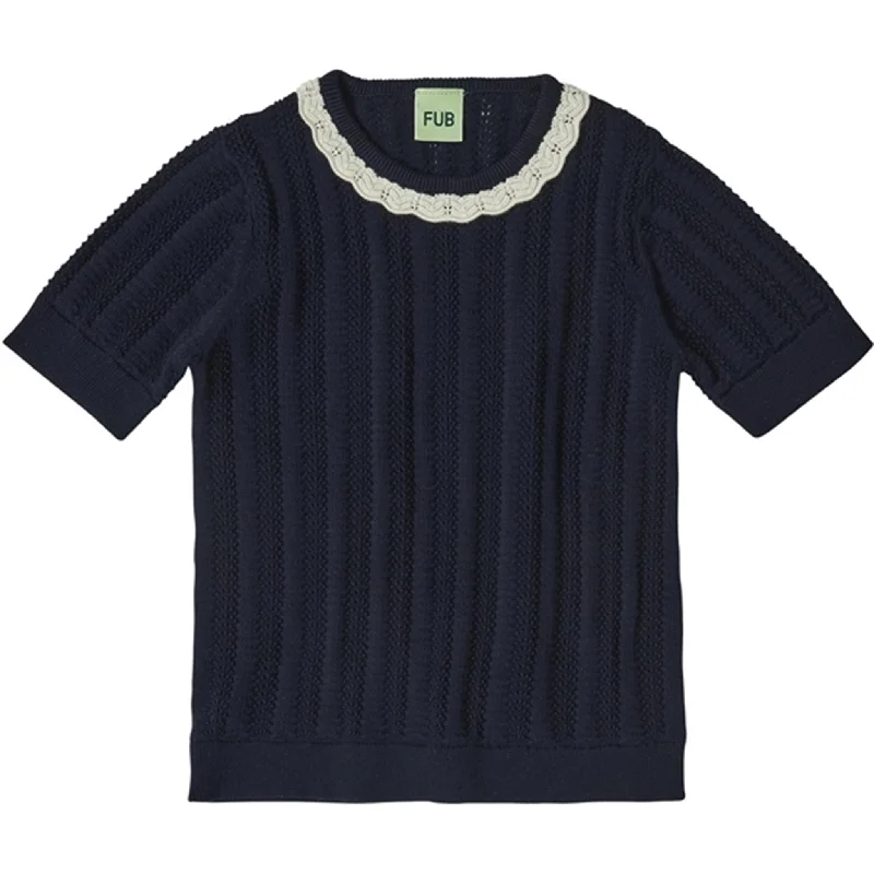Trendy Items FUB Dark Navy Pointelle T-Shirt