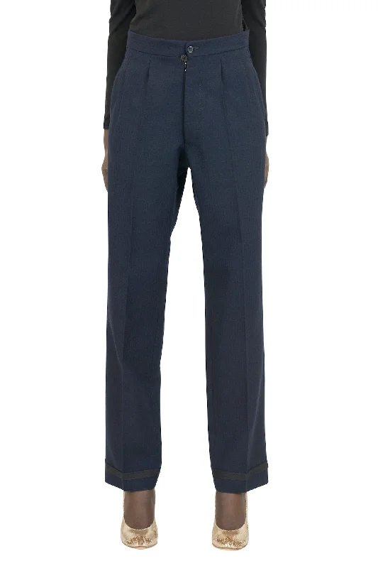 Floral Prints Maison Margiela Straight Leg Trouser in Navy