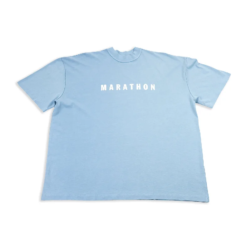 Basic Version Marathon Hero T-Shirt (Ultra Oversized) - Light Blue/White