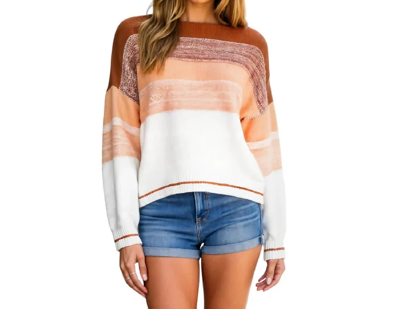 Sporty Elegance Colorblock Knit Sweater With Relaxed Fit And Ribbed Cuffs In Multicolor