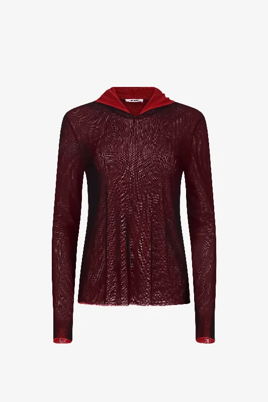 Fashion Selection Black/Red Mesh Hoodie