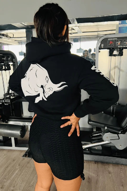 High-waisted pants style SIGNATURE BULL WILD VERVE (CROPPED) HOODIE IN BLACK