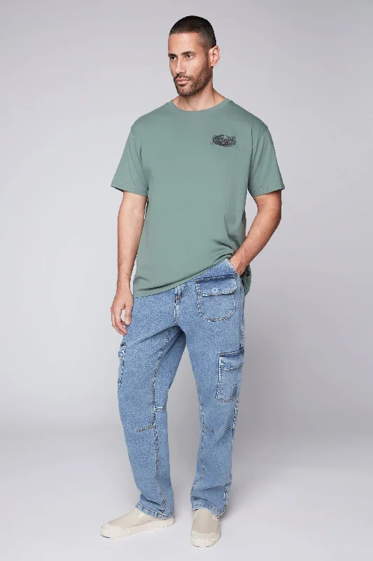 Fresh Wear GELFAND - Loose Fit Cargo Pant with Adjustable Hems - Dark Stone Denim