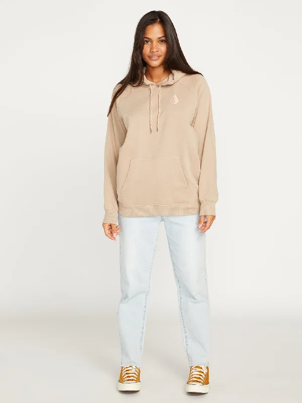 Printed pattern Truly Stoked Boyfriend Pullover Hoodie - Taupe