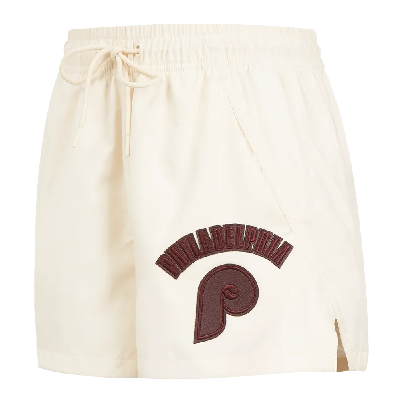 Exquisite Craftsmanship MLB PHILADELPHIA PHILLIES TRIPLE TONAL W WOVEN WOMEN'S SHORT (EGGSHELL)