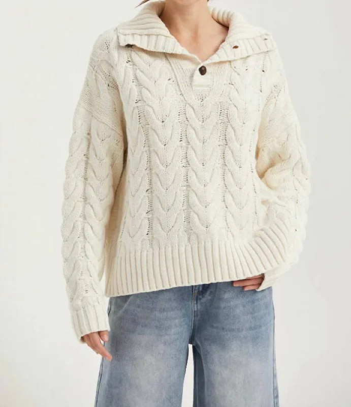 High-end Customization Chunky Knit Sweater In Cream