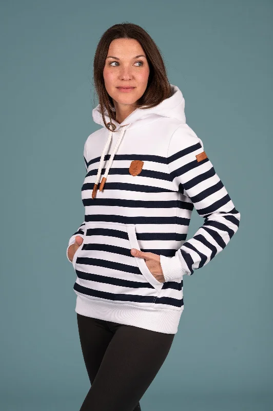 Energetic Grace Navy Stripe Hoodie White