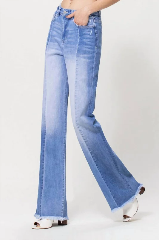 Elegant And Charming Groove 90's Wide Leg Contrast Jean In Light Blue